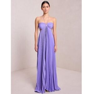 A.L.C. Moira Pleated Purple Halter Maxi Dress Size 14